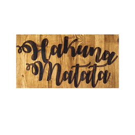Wallity Hakuna Matata Motto Escultura de Pared de Madera Nogal y Negro